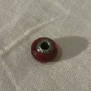 Pandora Red Faceted Murano Bead Charm Sterling Silver Authentic